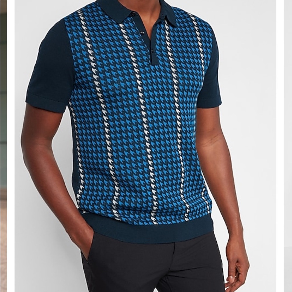Express Men’s Sweater Polo in Houndstooth print